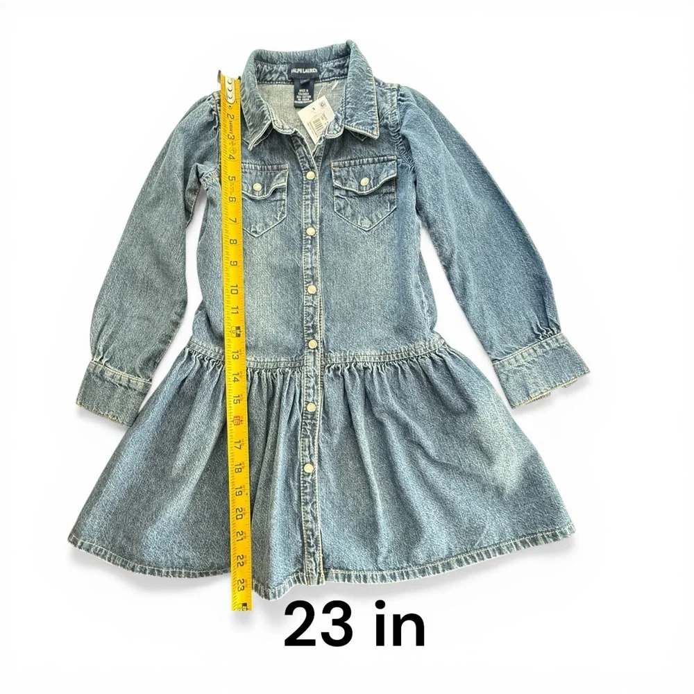 Ralph Lauren Girls Denim Shirt Dress in Light Blue